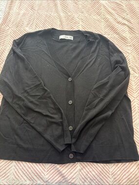 MANGO BLACK KNIT VNECK CARDIGAN- medium
